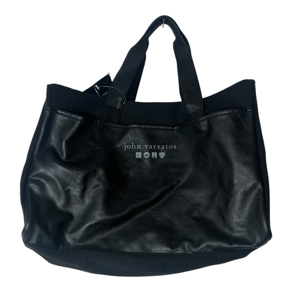 New John Varvatos Mens Canvas Duffel Bag Black Weekend Travel Carryon Vacation